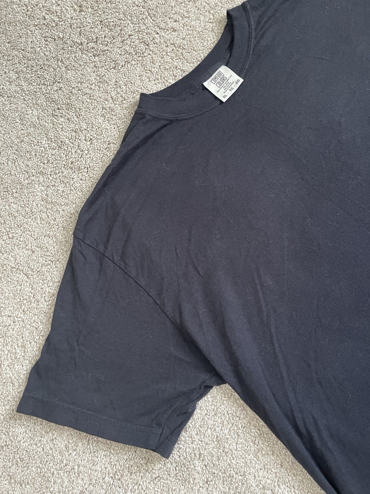 Comfort Colors Black Blank Crewneck T-Shirt, Size XL Heavyweight Dye Cotton