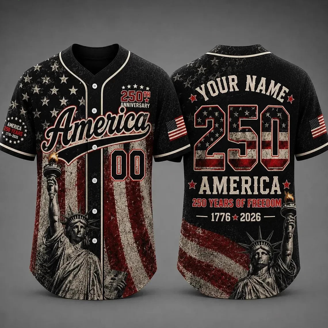 America 250th Anniversary Baseball Jersey, Custom Name Jersey, 4th of July Gift