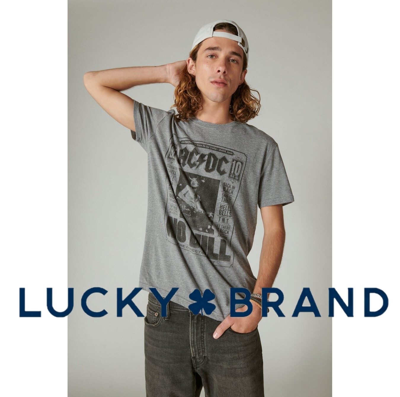 Lucky Brand ACDC NO BULL Shirt Mens LARGE GRAY METAL CONCERT TOUR NWT