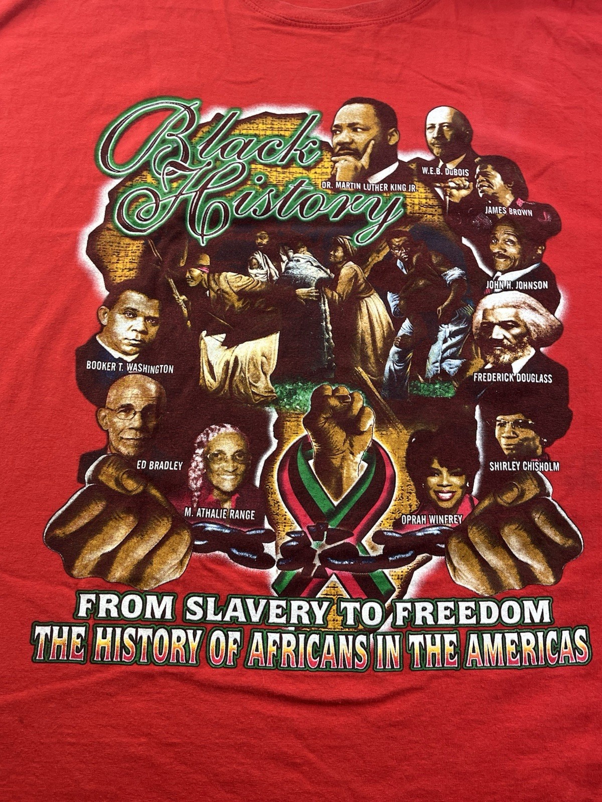 Black History “From Slavery to Freedom” Gildan 4XL Red T-Shirt Double Sided