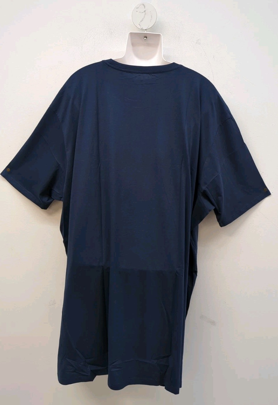 Bigdude Short Sleeve Plain Crew Neck Straight Hem T Shirt Size 7XL Navy