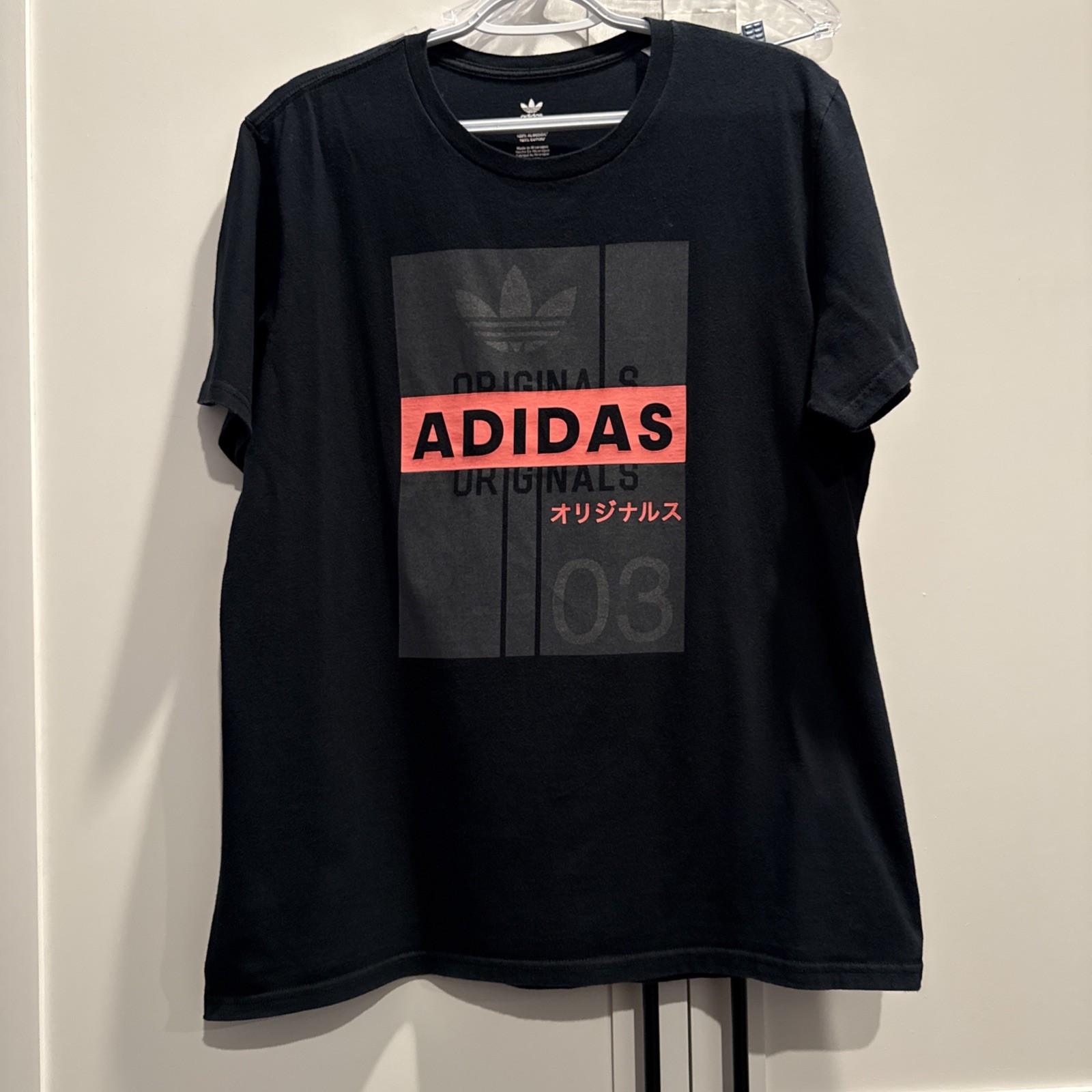 Mens ADIDAS Originals Black Logo Graphic Print Tee T Shirt Sz M