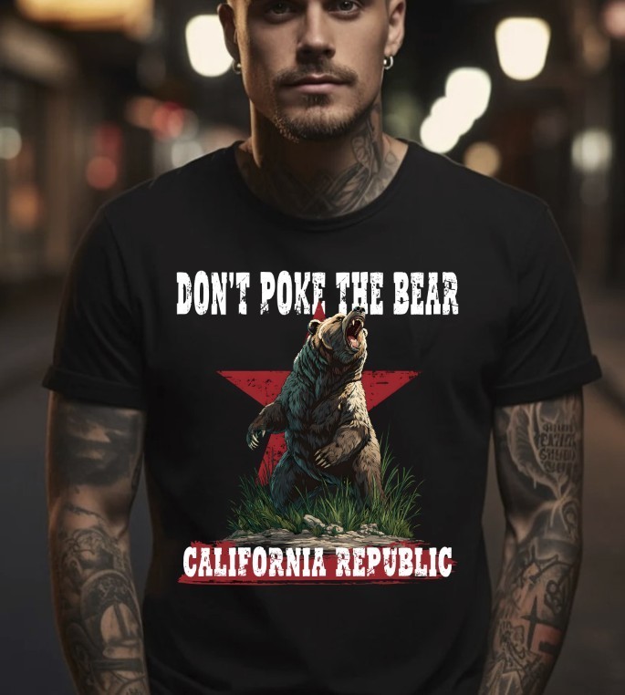 Don’t Poke The Bear California Republic Black T-Shirt, S-5XL