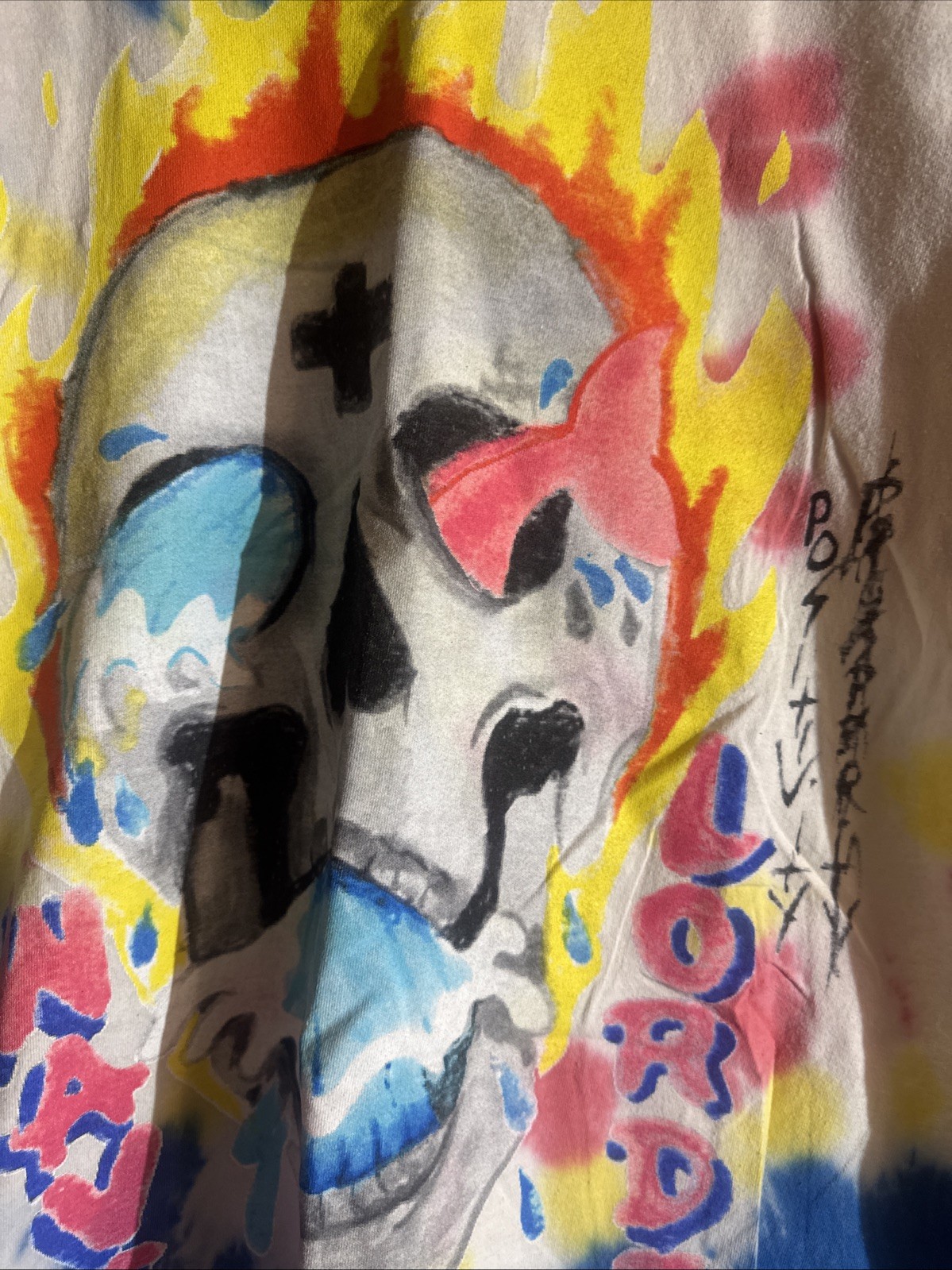 Pink Dolphin Wavelordz Skull Tee Men’s Size L Rare Multi Color Flame Street Wear