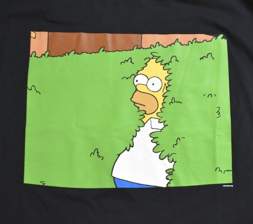 The Simpsons Mens Homer Simpson Emerging From A Bush Black Shirt New S-2XL