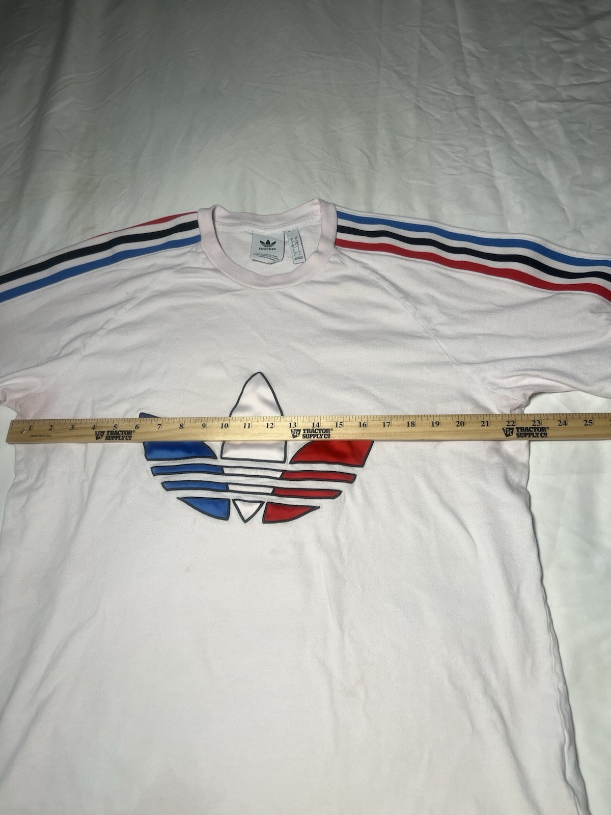 Adidas Originals ADICOLOR TRICOLOR TREFOIL 3 Stripe White Red Blue Men Size L