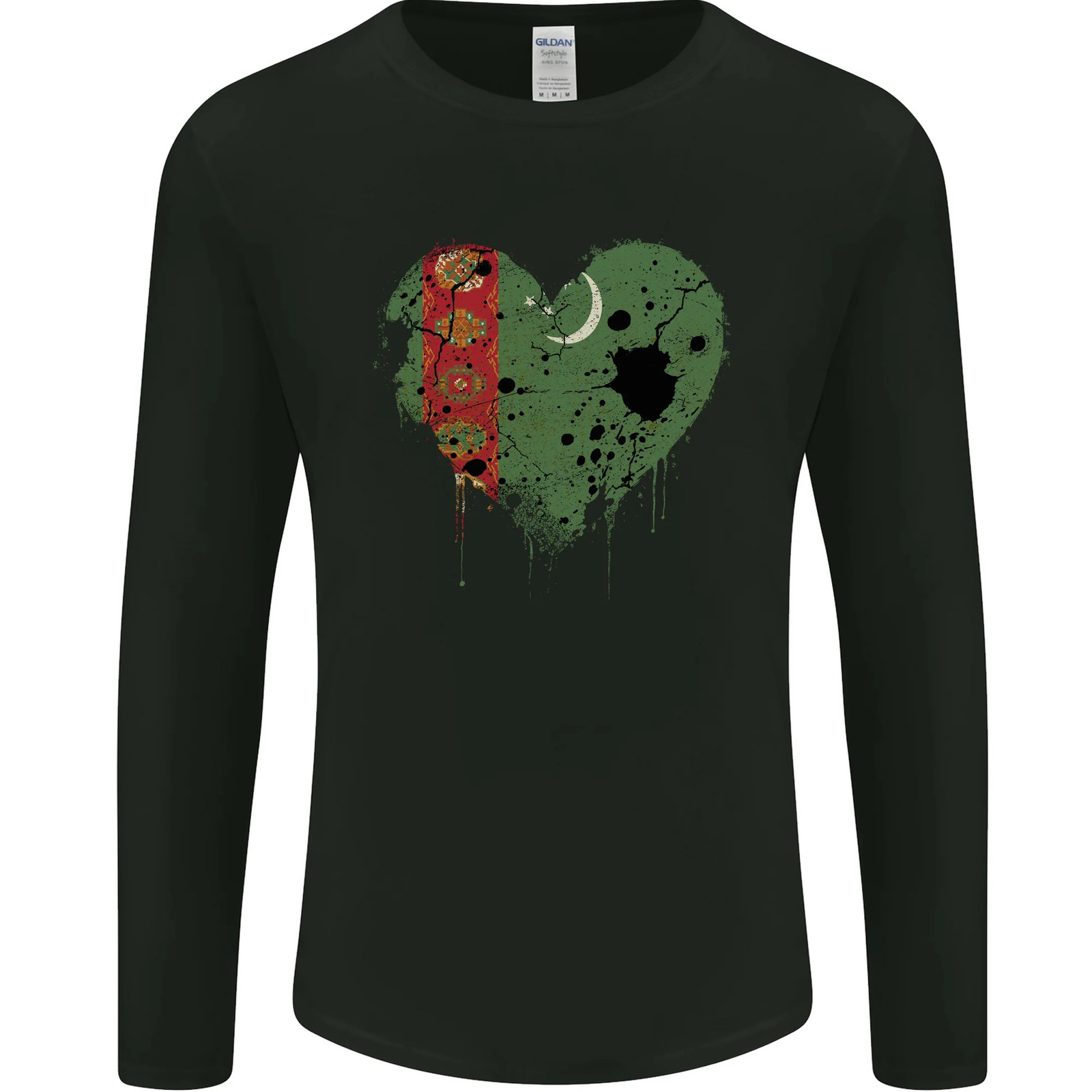 Love Turkmenistan Flag The Turkmen Day Football Mens Long Sleeve T-Shirt