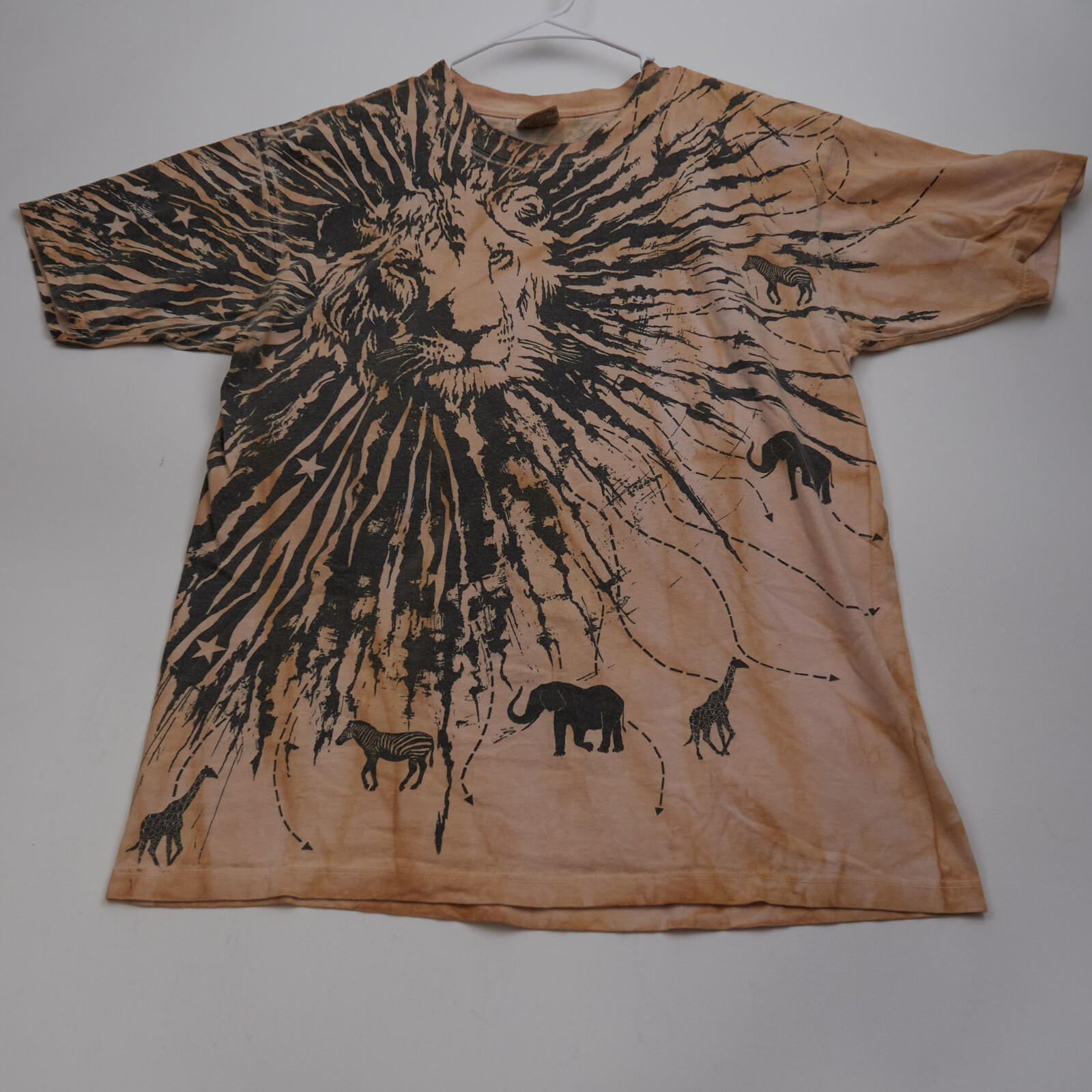 Vintage All Over Print Lion Tie Dye Made In USA Size Large