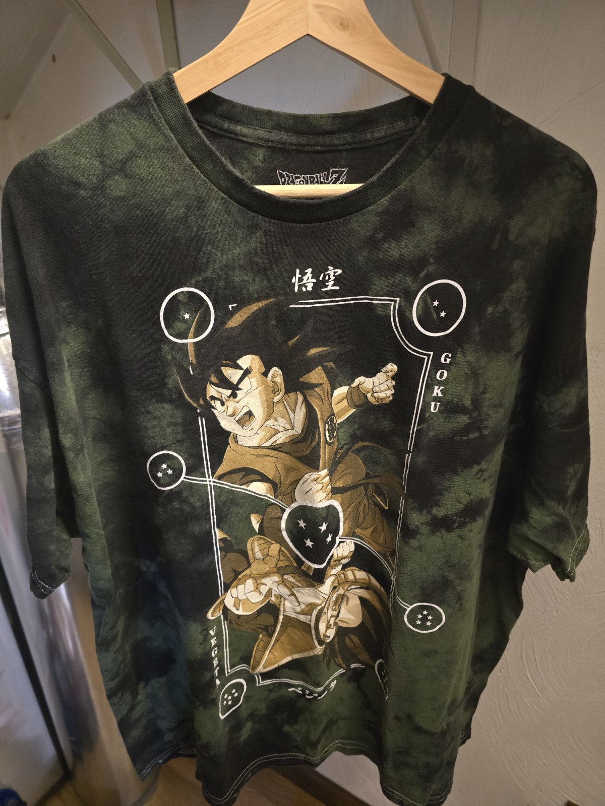 Dragon Ball Z Goku Tie-Dye Green/Black Graphic Print Cotton T-Shirt Men’s XL