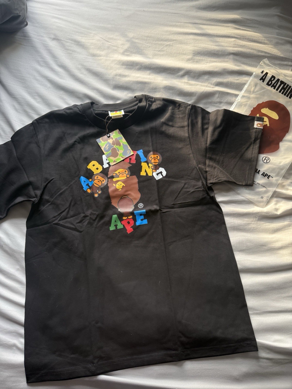 A Bathing Ape BAPE Black Baby Milo Logo Graphic Tee Crew Neck Men’s S