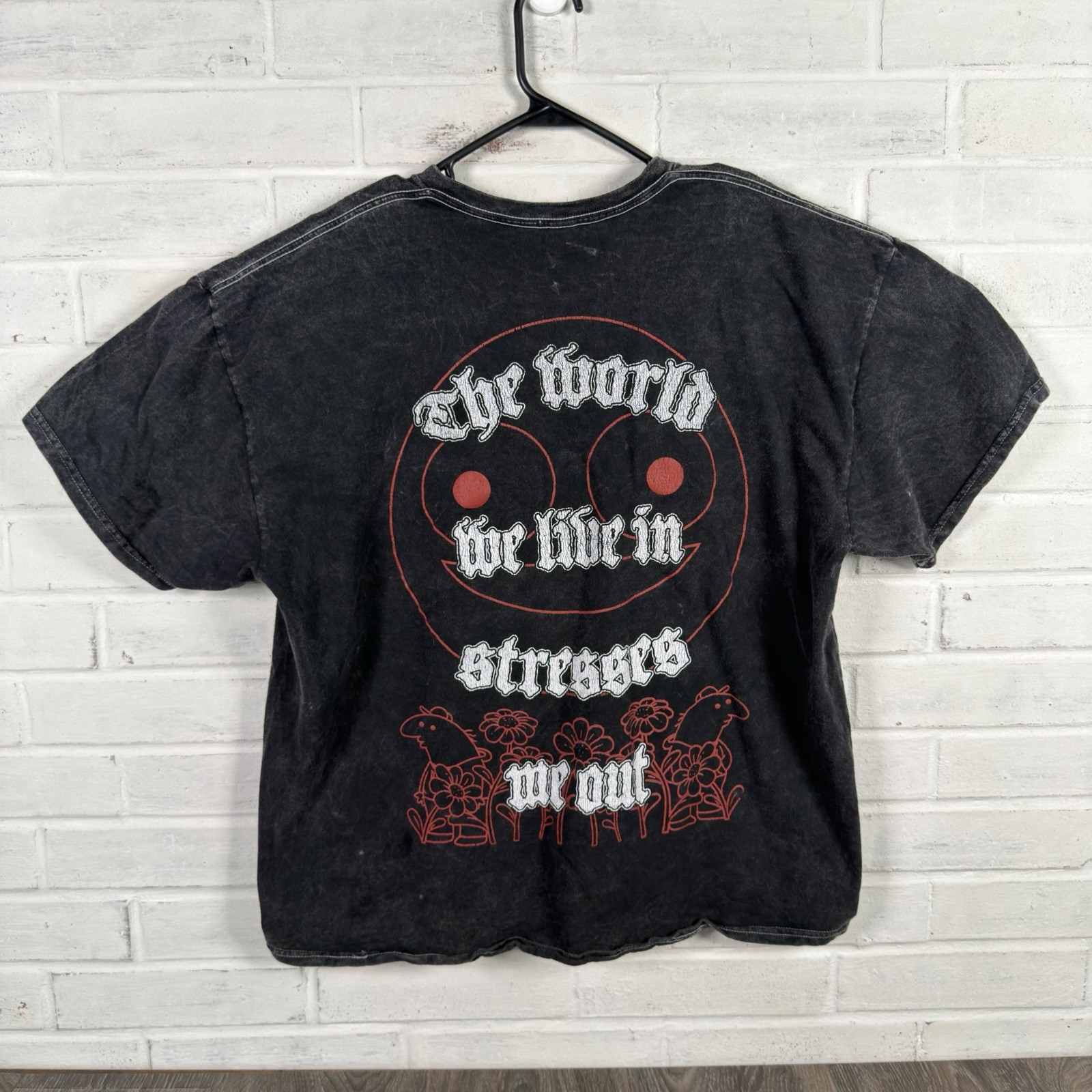 Smiling Friends Charlie Two Sided T Shirt Men Size XL Black Distressed Graphic
