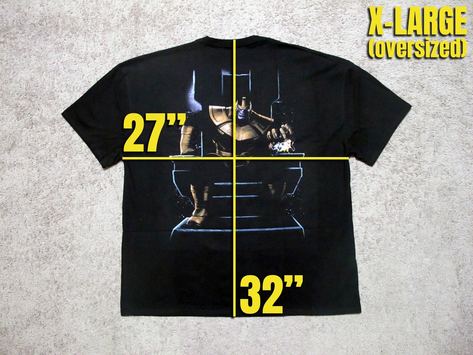 Thanos x Goat Crew marvel men’s black t-shirt XL infinity gauntlet war villain