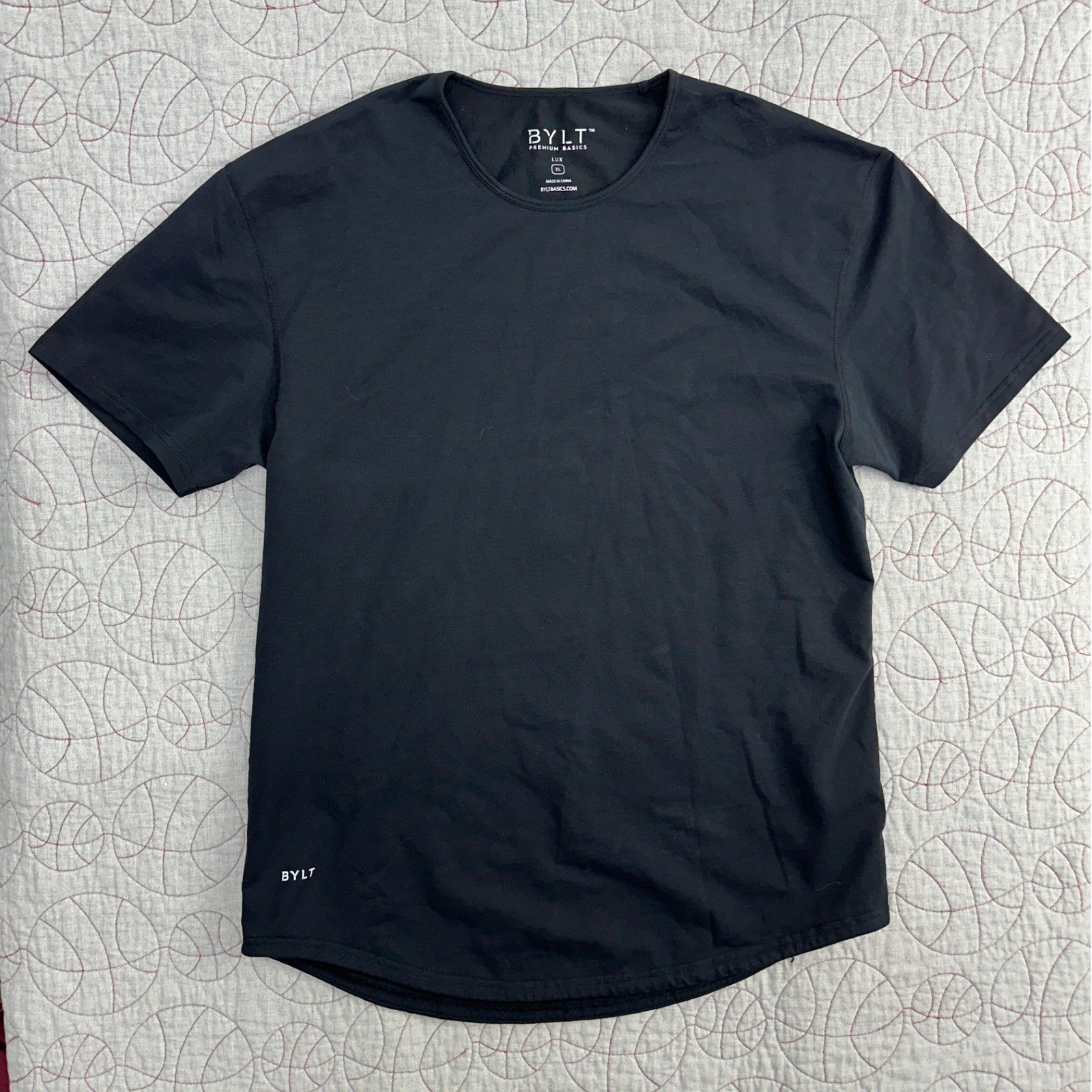BYLT Lux Drop Cut T-Shirt Black Short Sleeve Curved Hem / Mens XL