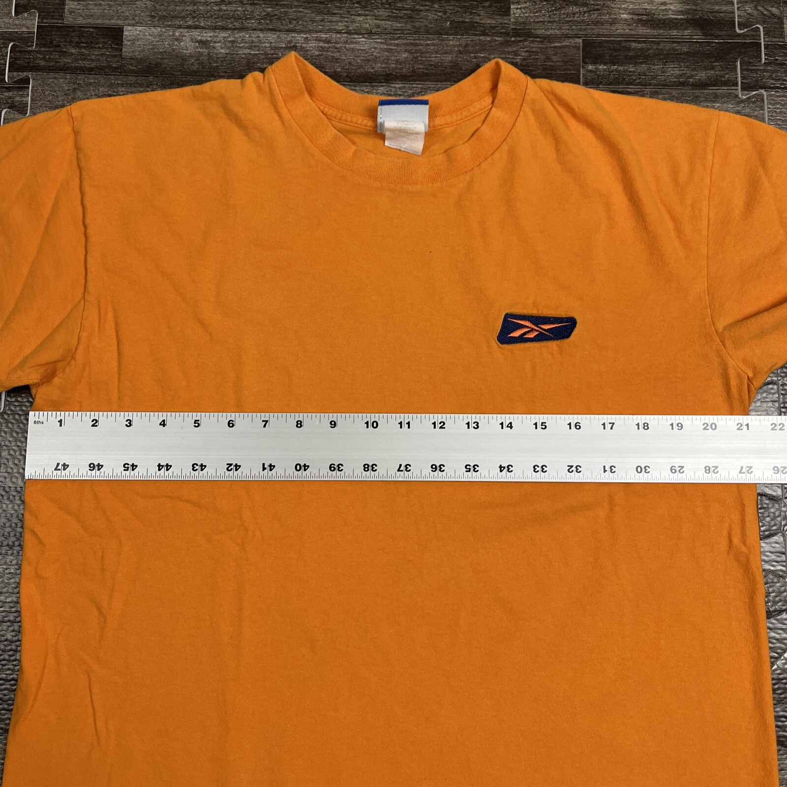 Vintage 90s Reebok Tshirt Orange Large USA Made Essential Sports Casual