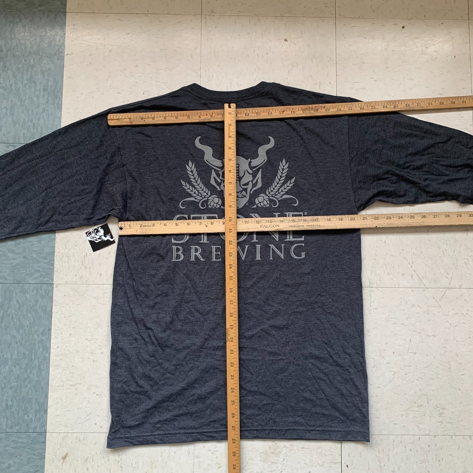 NEW STONE BREWING Black Double Sided Long Sleeve LOGO Spellout T Shirt Pick Size