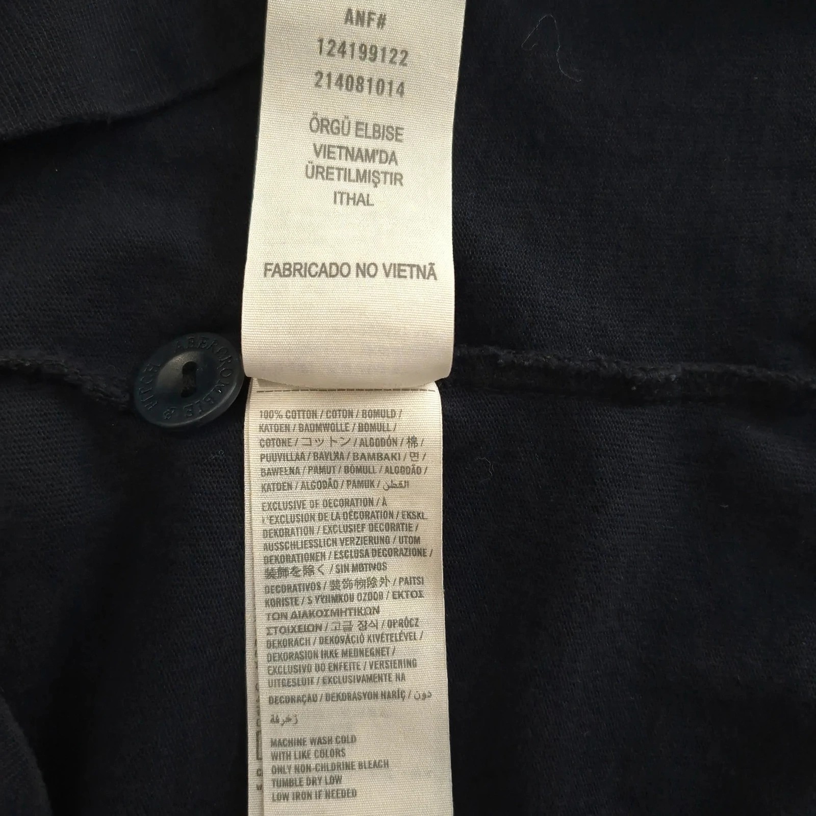 Abercrombie & Fitch Men Small Navy Blue Long Sleeve Henley Shirt Red Moose Logo