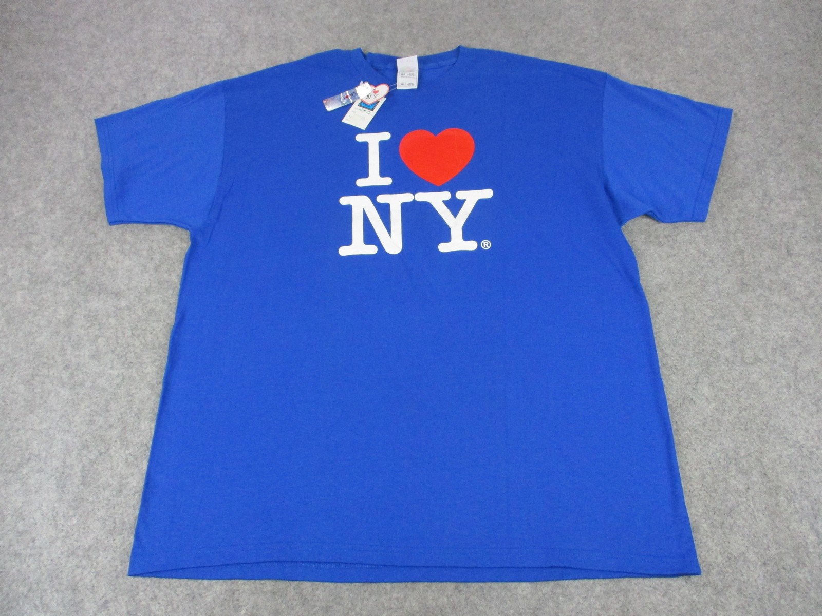 I Love NY Shirt Mens 2XL Blue Graphic Tee T-Shirt Fruit of the Loom Heavy Cotton