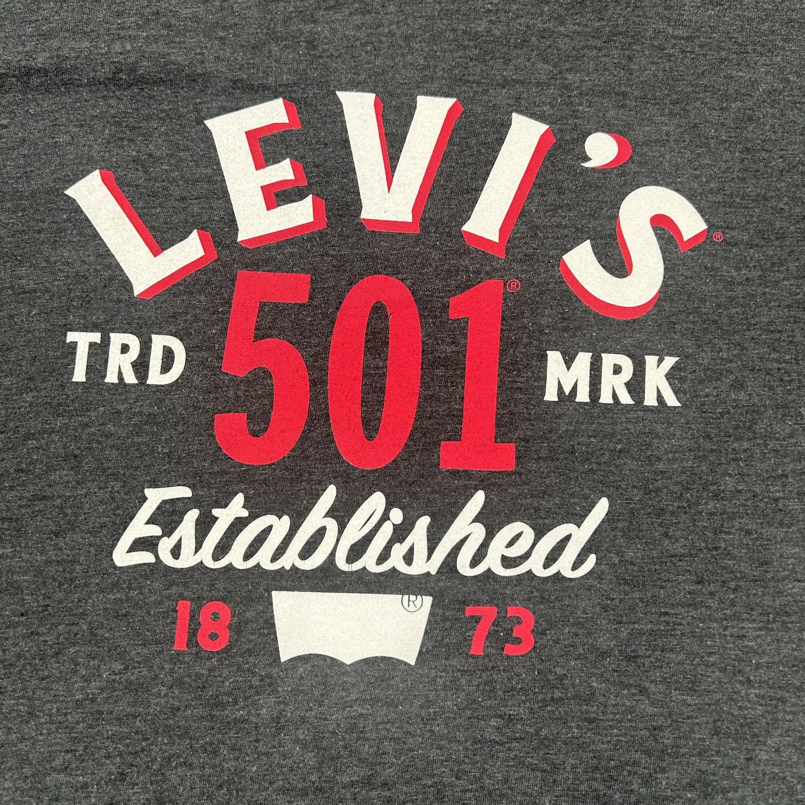 Levi’s Shirt Mens Large Gray 501 Established Graphic Tee Logo Tagless Soft