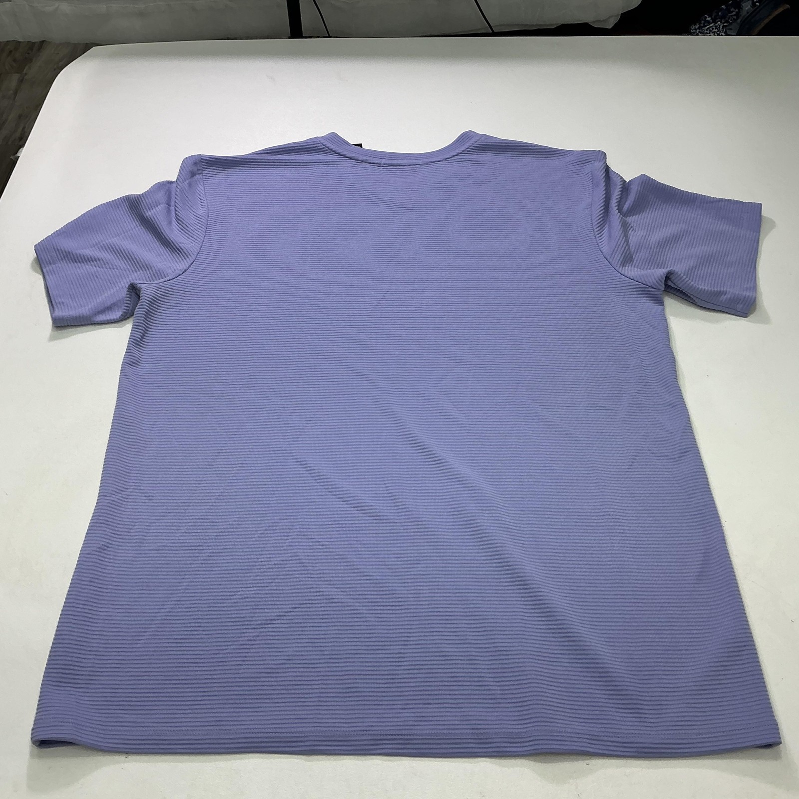 Brandini Shirt Mens 2XL Purple V Neck Short Sleeve Textured Modal Blend Made USA