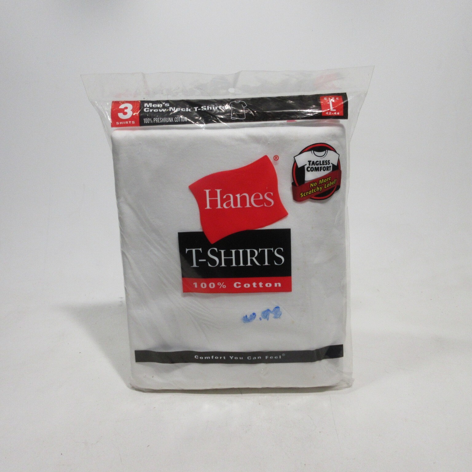 2 Packs Hanes Crew Neck T Shirt Undershirt Large White 3 Pack Tagless Cotton