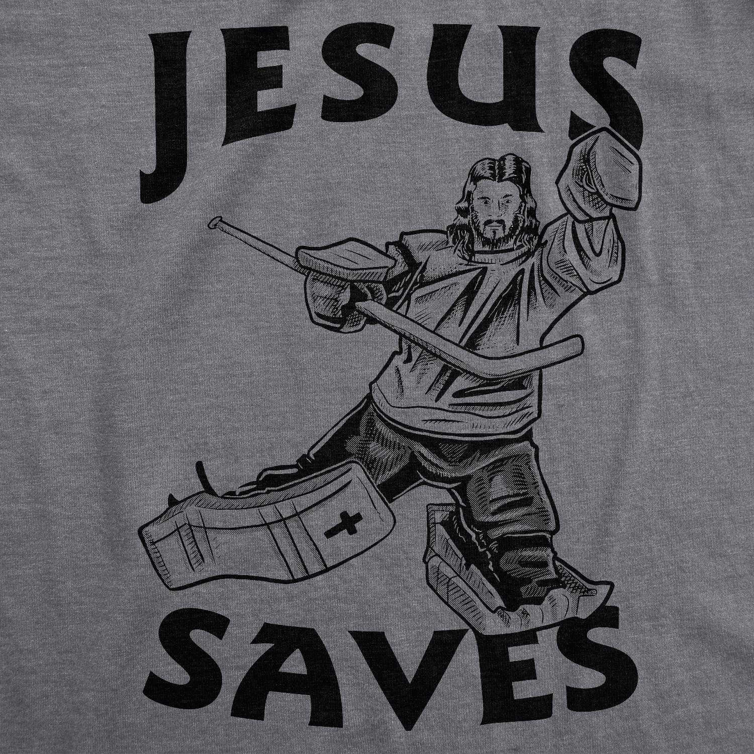 Jesus Saves Hockey Goal T Shirt Funny Religious Christian Faith Hilarious Tee