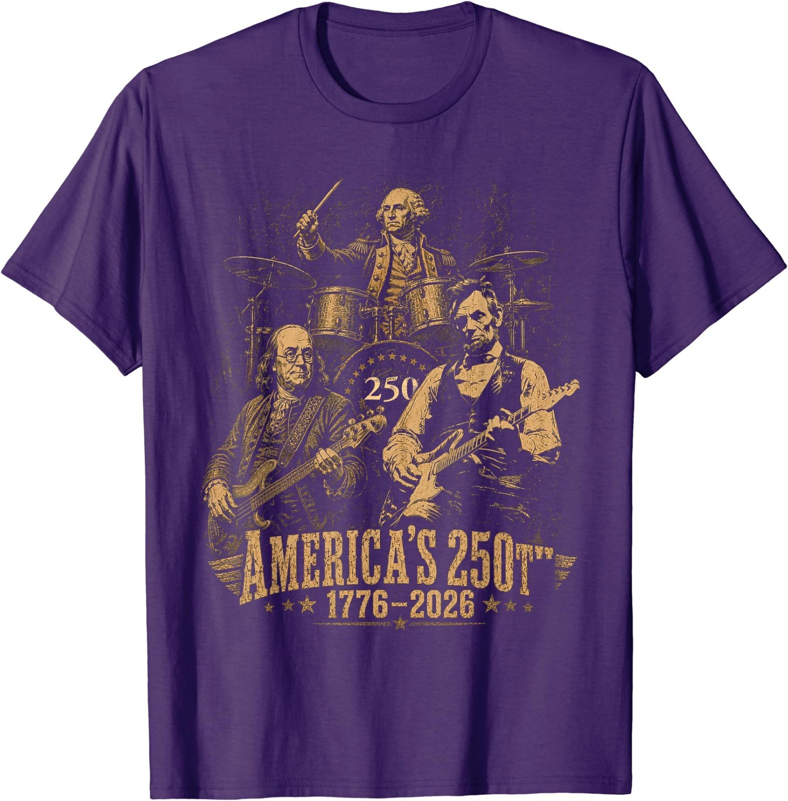 250 Years Patriot Guitar Drum Band American Flag 1776 2026 T-Shirt