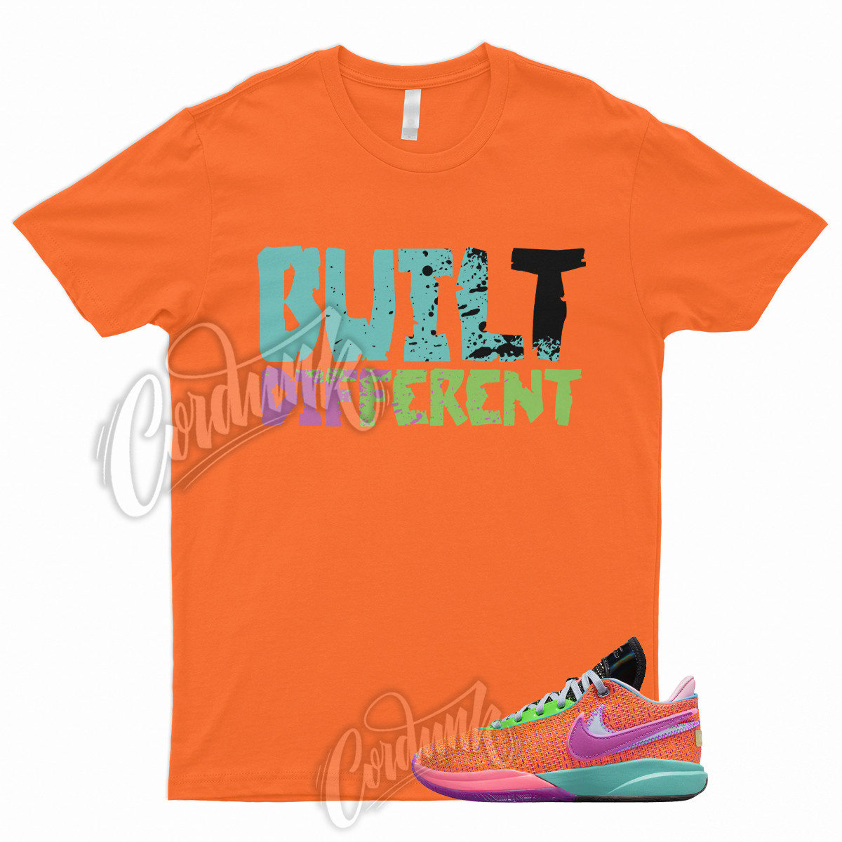 BUILT T Shirt to Match LeBron 20 Chosen 1 Total Orange Vivid Purple Green Punch