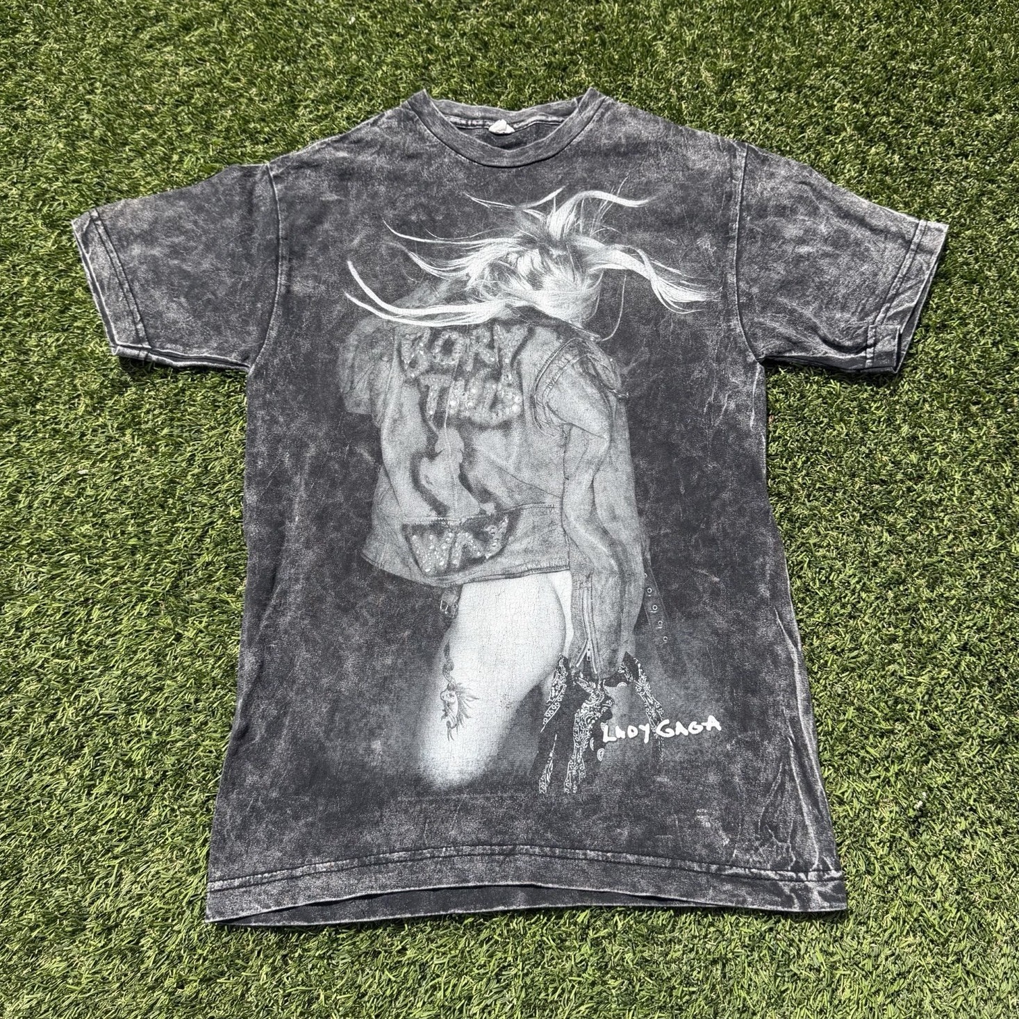 Lady Gaga Monster Ball Tour Gray Double-Sided Graphic Print Crew Neck T-Shirt S