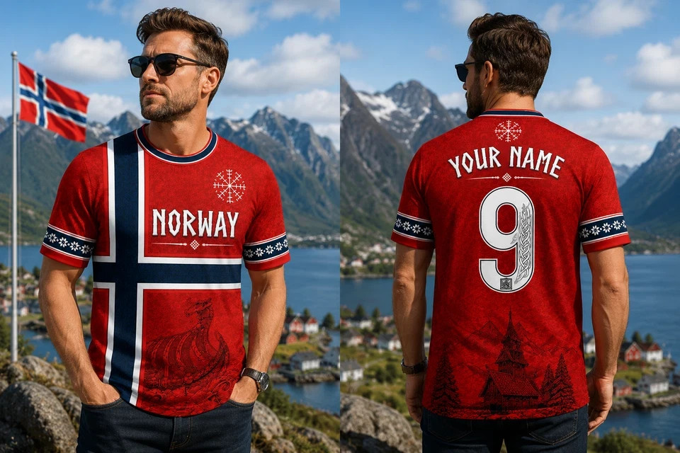 SALE HOT !! Norwegian Football Jersey Custom Name Number Soccer Fan Shirt S-5XL