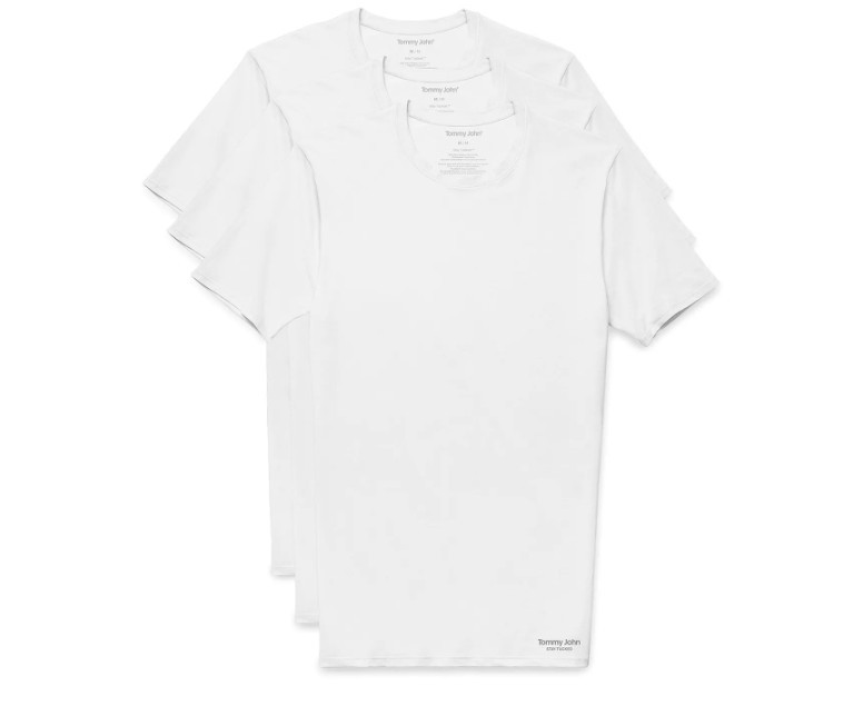 3 PACK TOMMY JOHN WHITE BLACK SECOND SKIN MODAL CREW NECK STAY TUCKED UNDERSHIRT