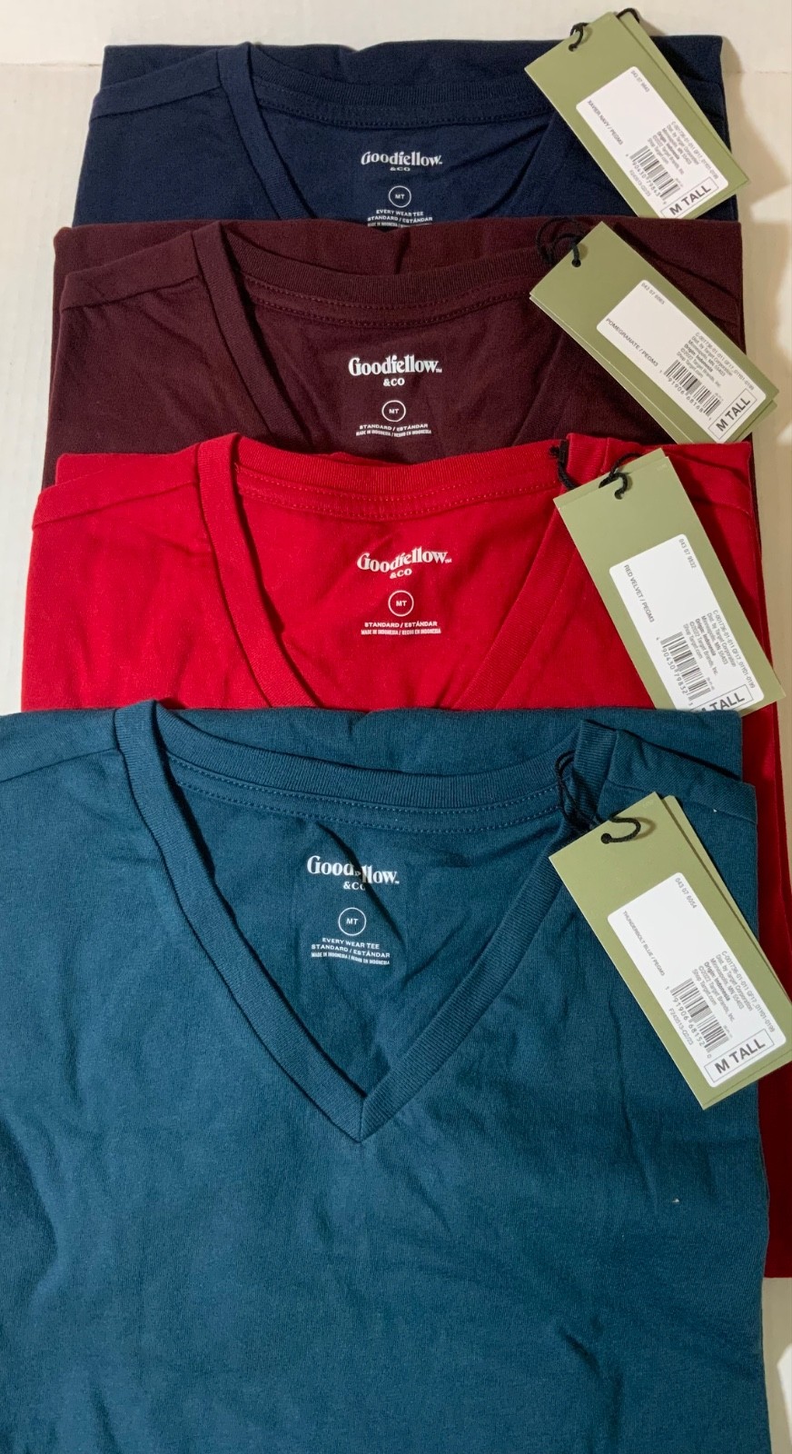 Men’s V-Neck T-shirt MEDIUM TALL short sleeve Standard Cotton/Poly color choice