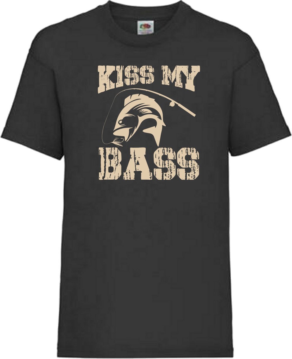 Fishing Kiss My Bass Humour Novelty T Shirt Various Colours And Sizes