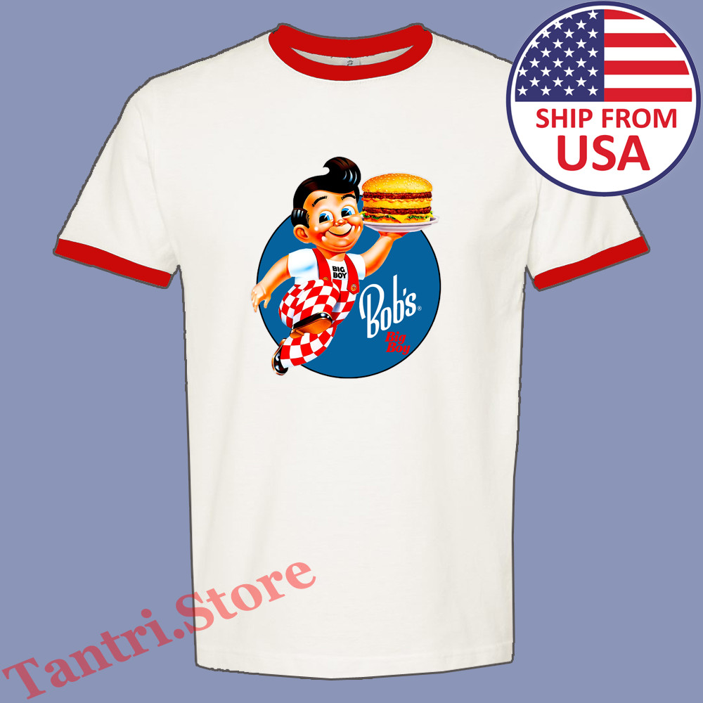 Bob’s Big Boy Burger Men’s Ringer Red Size S to 3XL