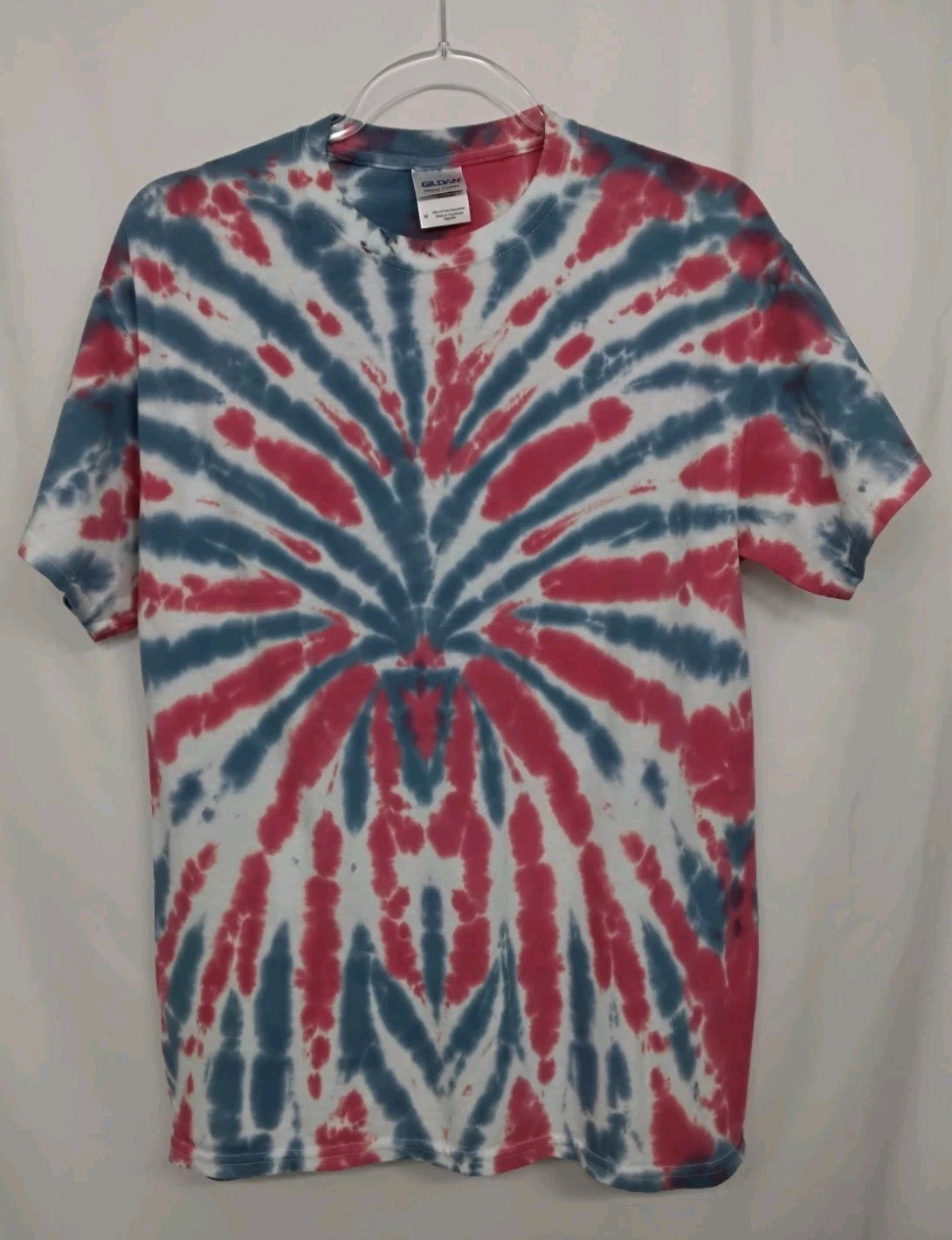 New Tie Dye Men’s T-Shirt Blue Red Adult Medium Multicolor Summer Spider