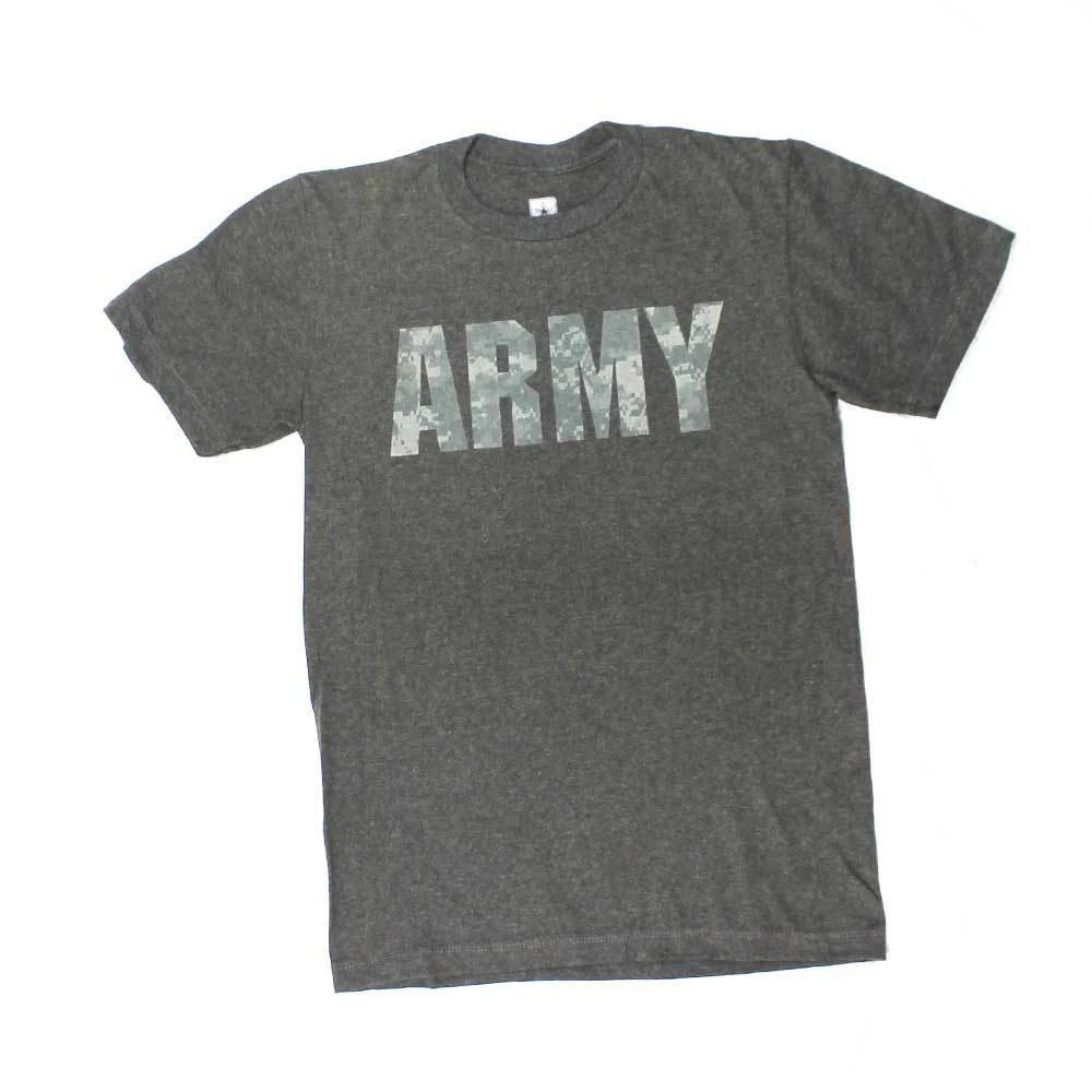 Official US Army Digital Camouflage Graphic Military Gray Tee Shirt