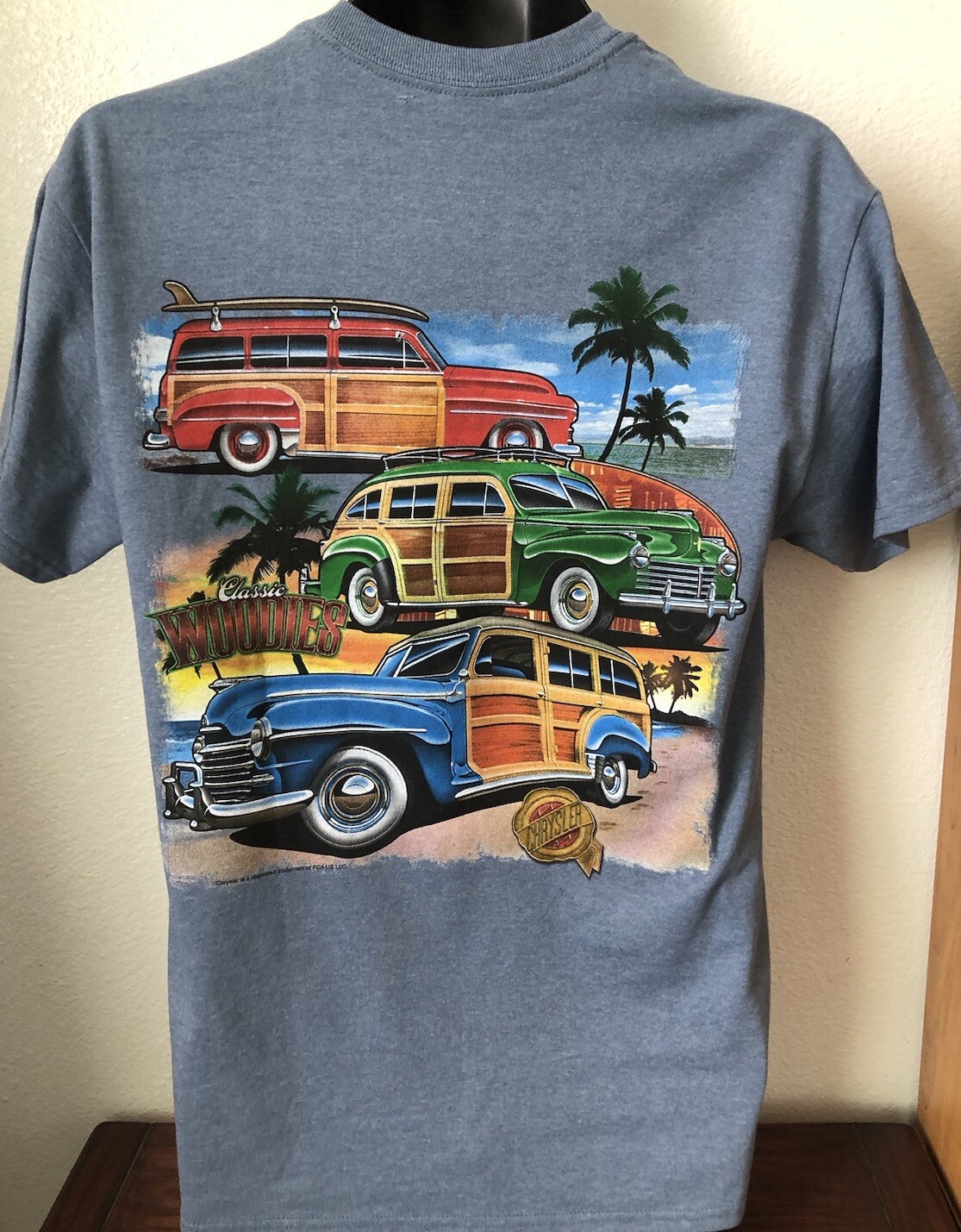 Vintage Cars Chrysler Classic Woodies David Carey Men’s Employee Work T-shirt M