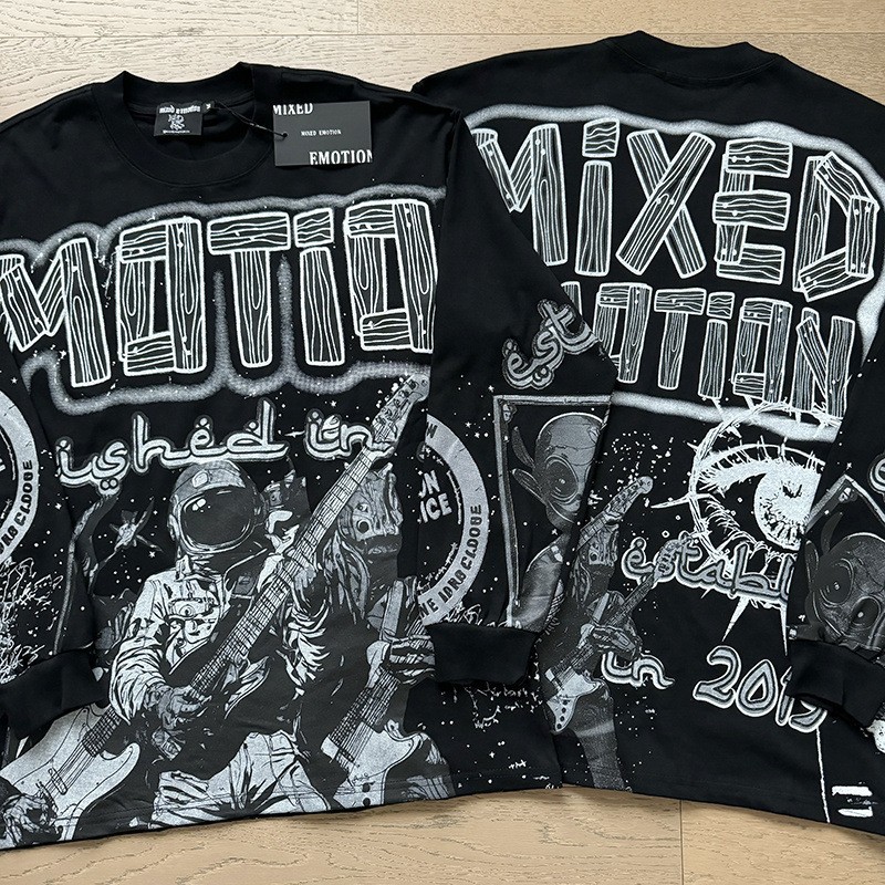 MIXED EMOTION Printed Direct-Print Long-Sleeved T-Shirt