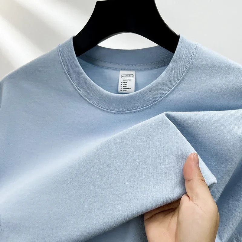 Summer 100% Pure Cotton Men’s Short Sleeve Round Neck Fashionable Style Half Sl
