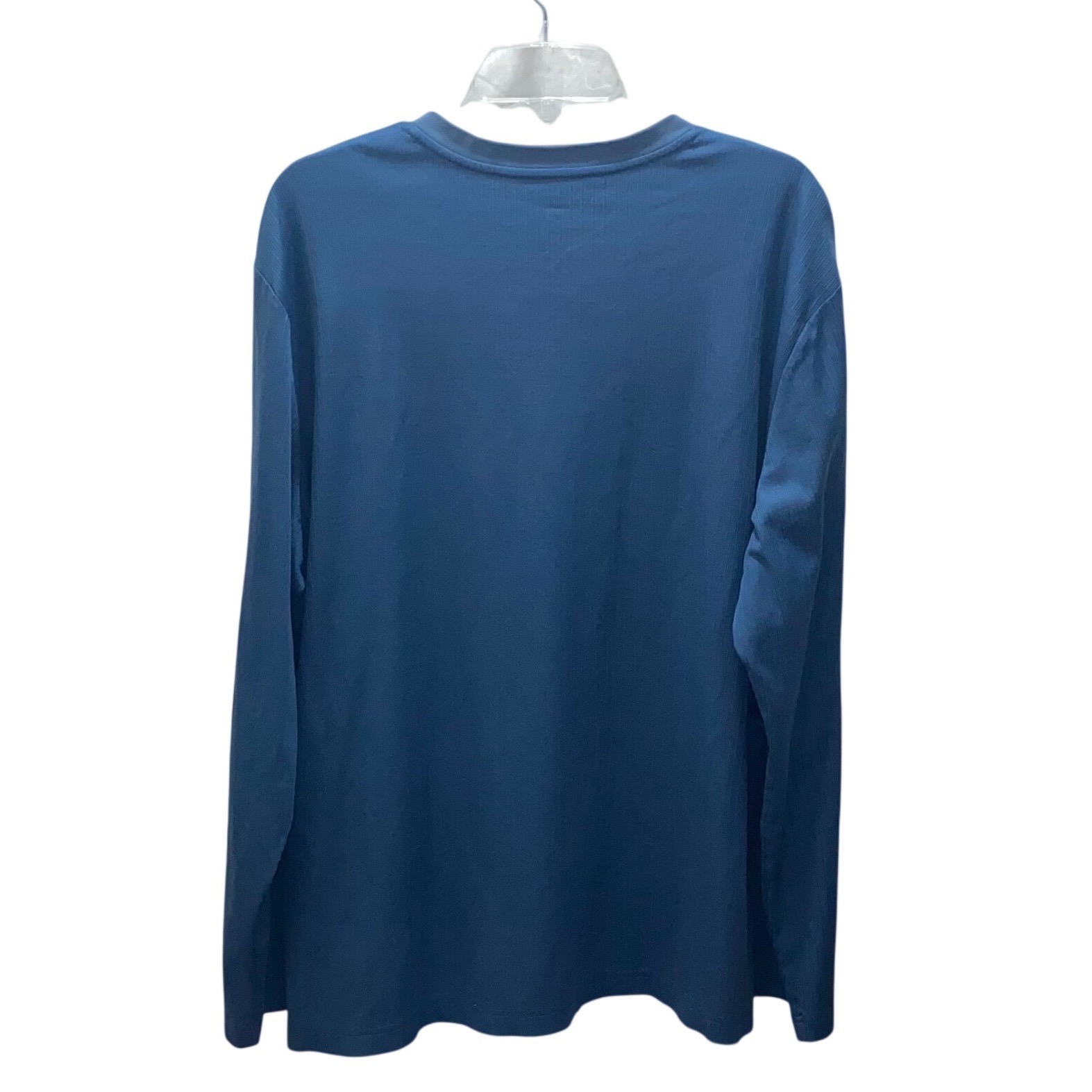 Croft & Barrow Mens XXL Blue Ribbed V-Neck Long Sleeve Easy Care T-Shirt