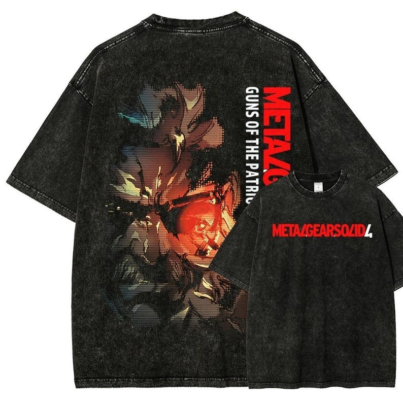 Vintage Metal Gear 4 graphic tees game Menswear Summer Outfit Men