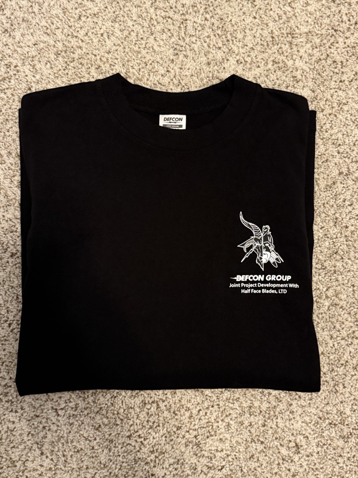 Defcon Group x Half Face Blades HFB Heavyweight Tee Black Large