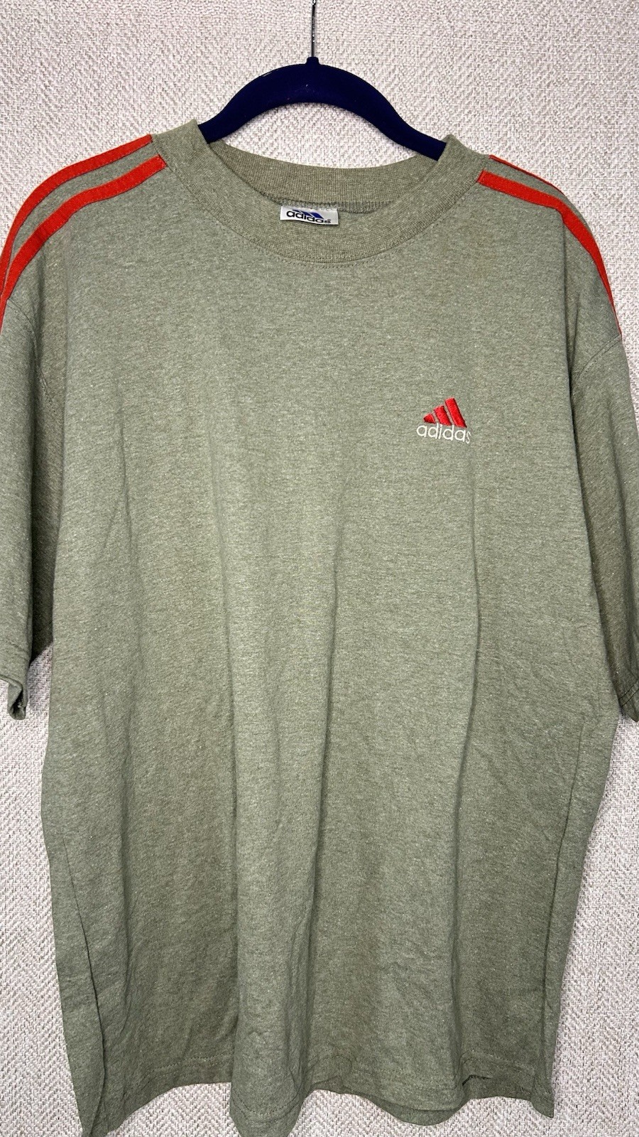 Vtg Y2K Adidas 3 Stripe Crewneck T-shirt Green Red Logo Mens Small Made in USA