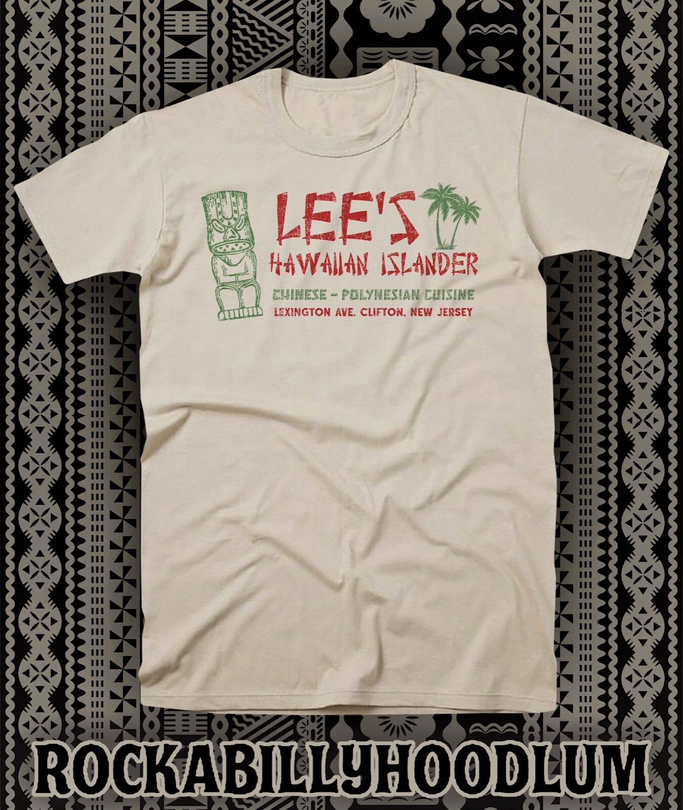 Retro Tiki Art Tee T Shirt Bar Mug Restaurant Lees Lee’s Hawaiian Islander NJ