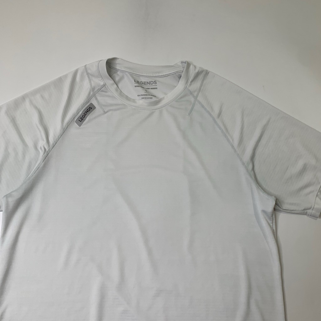 Legends Shirt Mens L Large Silver Enzo Crew Lightweight Curved Hem Gym Training