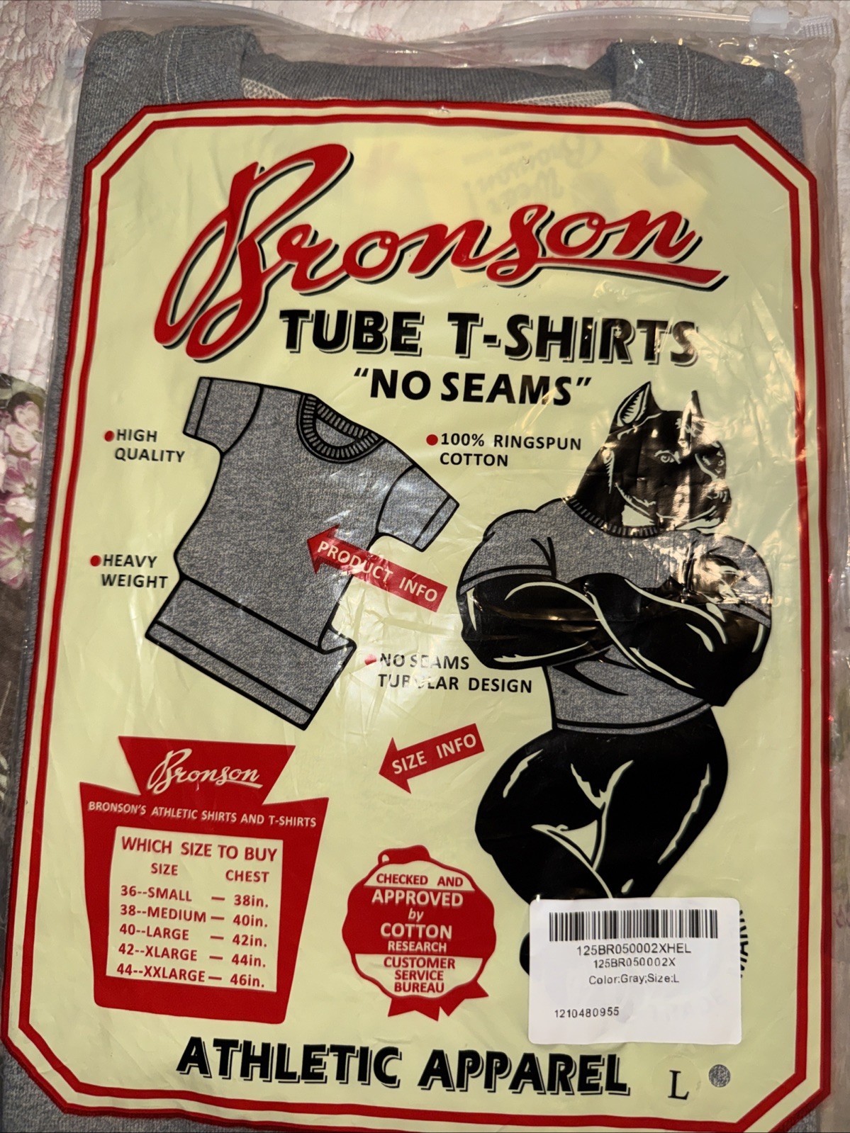 BRONSON Tube Basic No seams t-Shirt Cotton t-Shirts Tee Gray New Heavy Weight