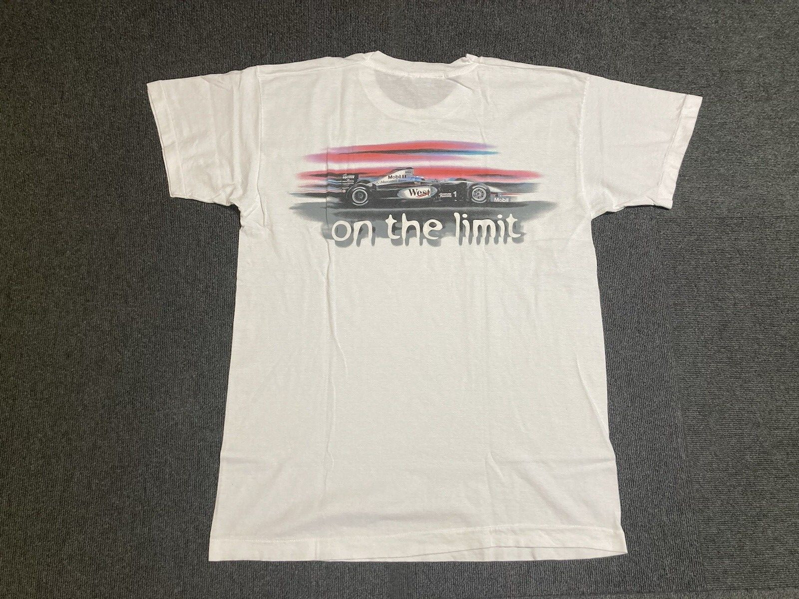 West McLaren Mercedes Formula 1 Racing Team Tee T Shirt Size L White Vintage