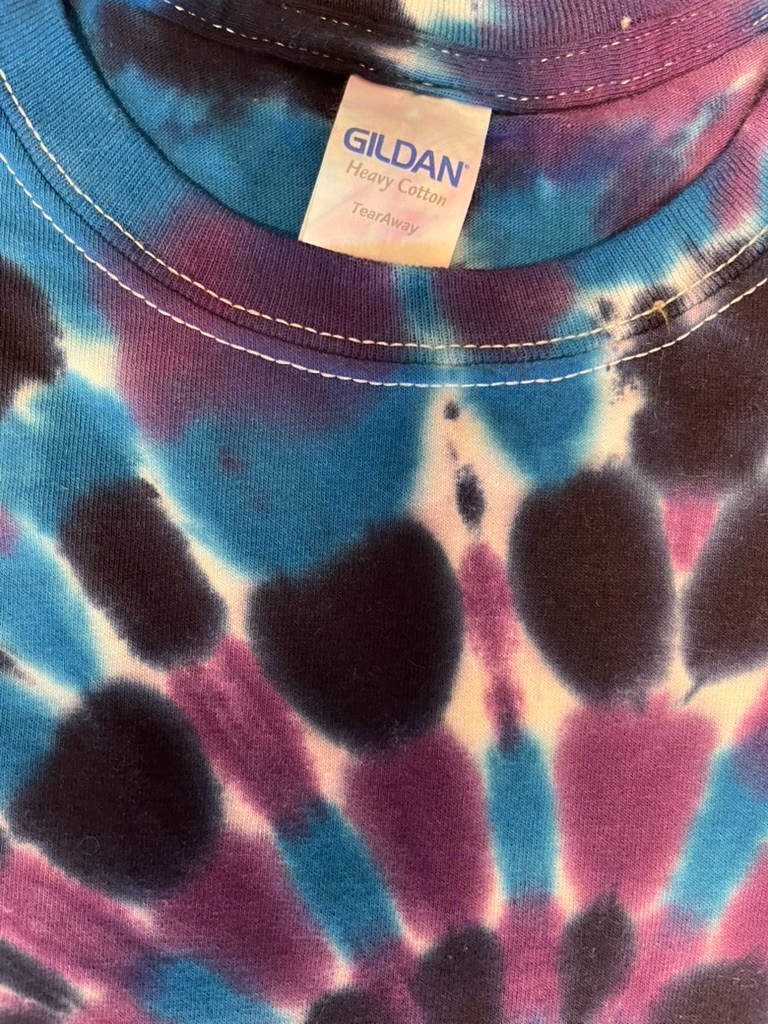 Vintage Style Tie Dye Shirt Adult XL Blue Purple Spiral Festival Boho Tee