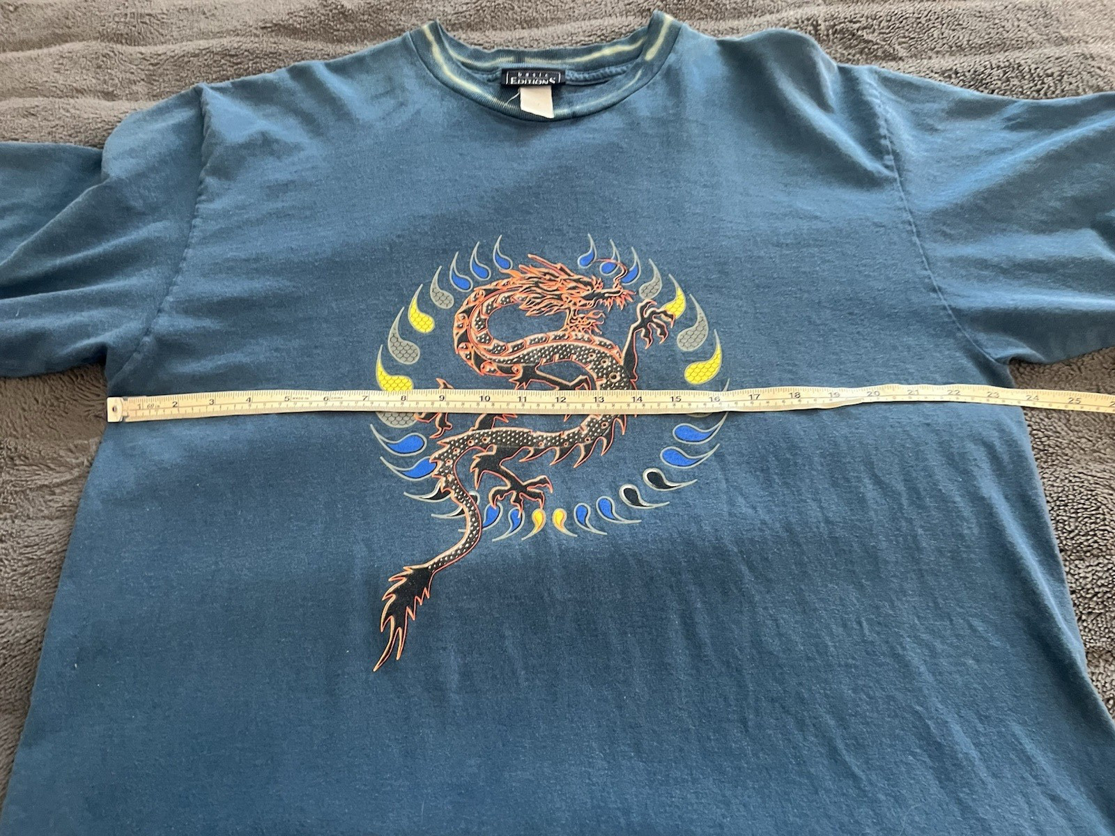 Basic Editions Vintage 1990s Blue Mortal Combat Style Dragon Logo T Shirt Sz XL