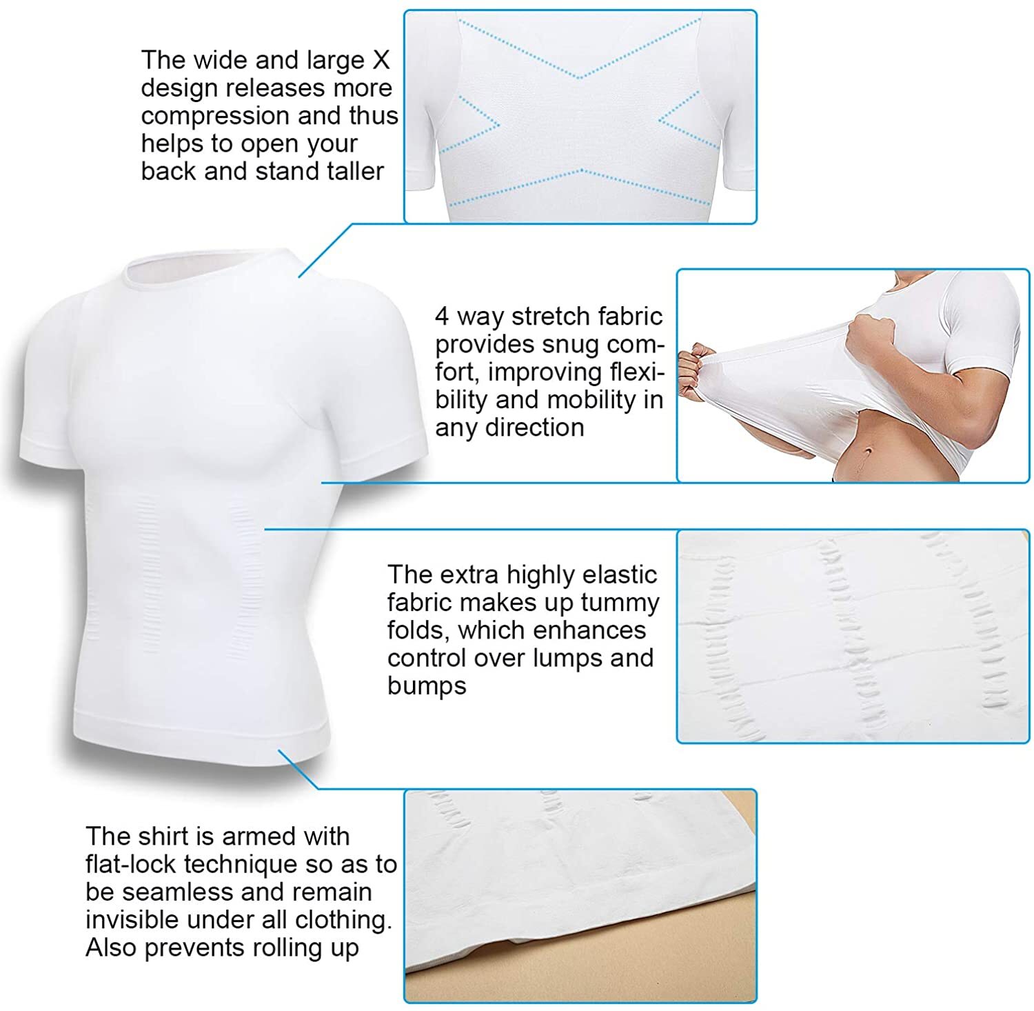 Men Slimming Body Shaper Posture Corrector Vest Abdomen Compression Shirt Top