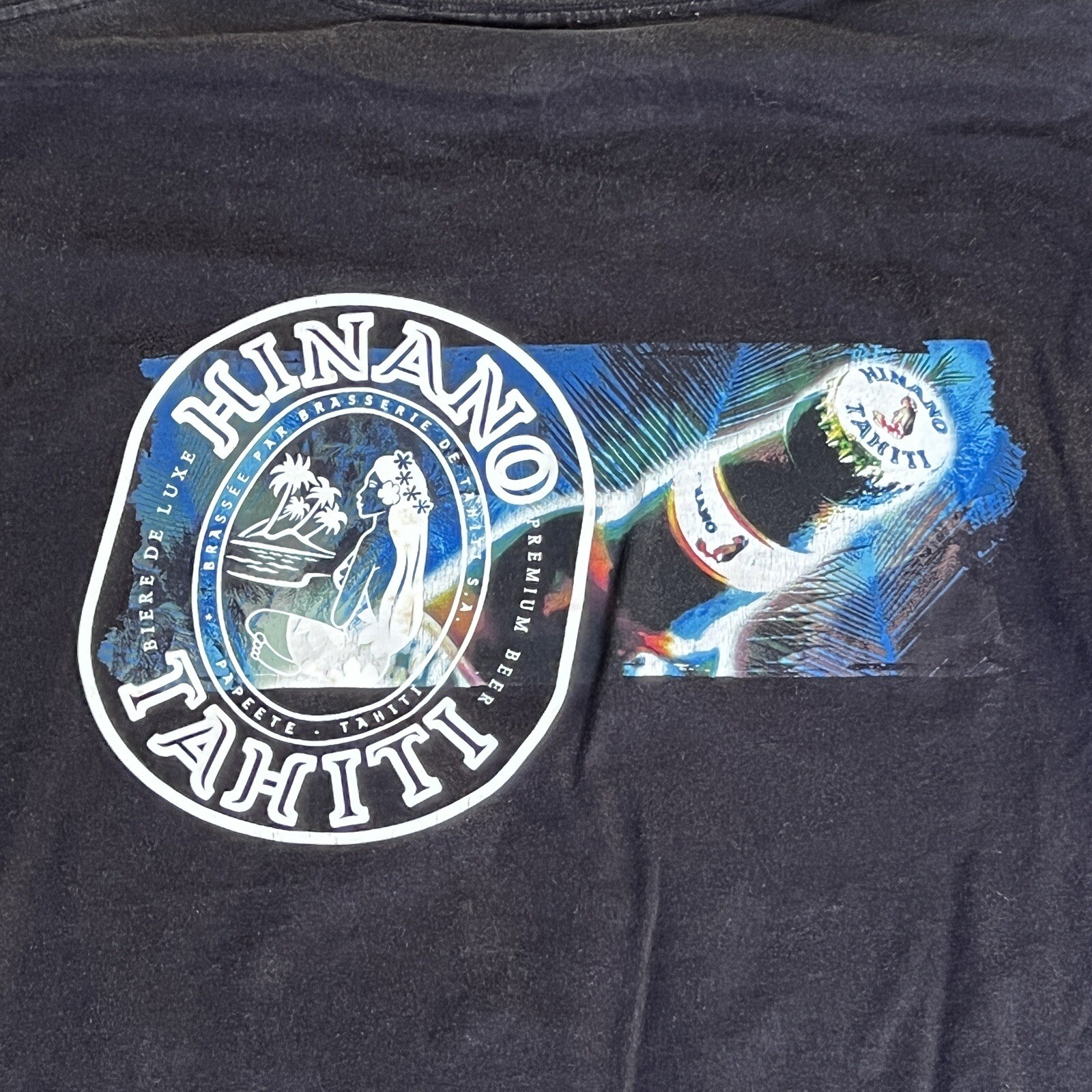 Hinano Tahiti Shirt Black 2XL Beer Surf Dream Island Hawaii Vintage 90’s 2584